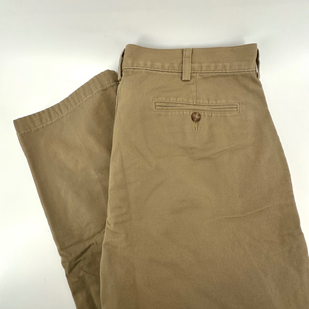 LL Bean Mens Natural Fit Flannel Lined Chinos Tan Khaki Pants 37x30